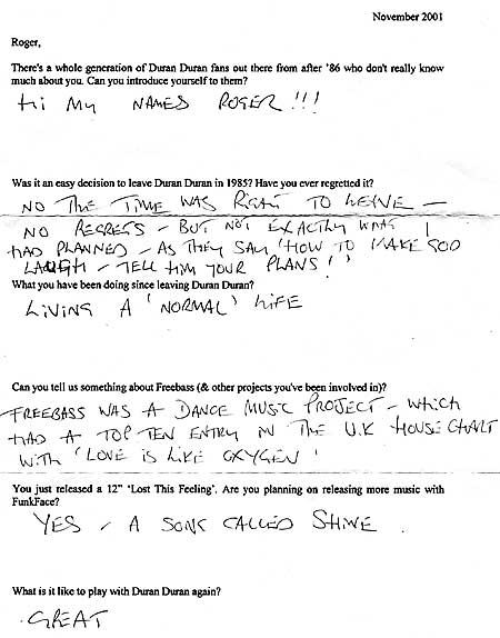 2001 Roger Q&A Page 1